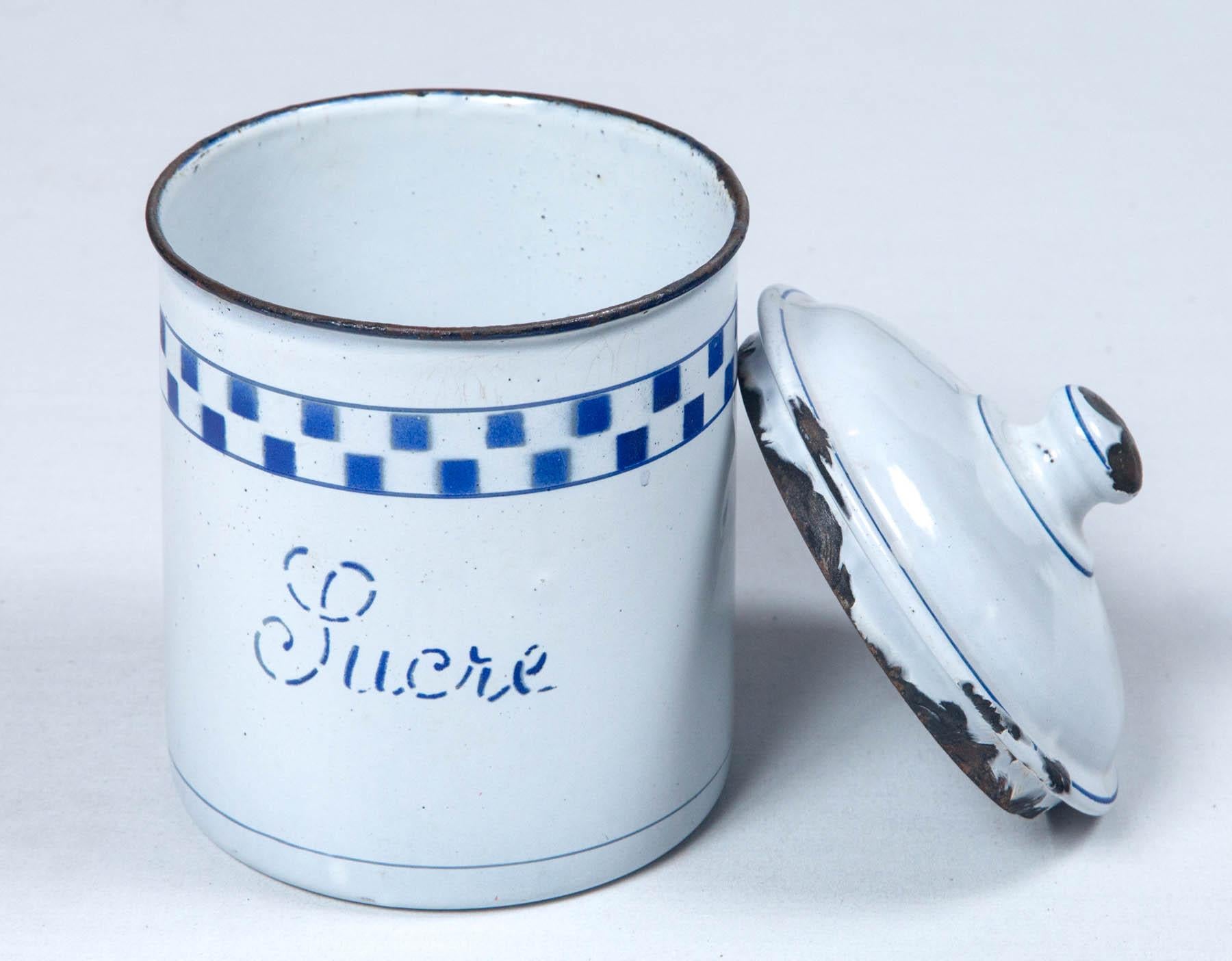 French Enamelware Cannister Set, circa 1920 6