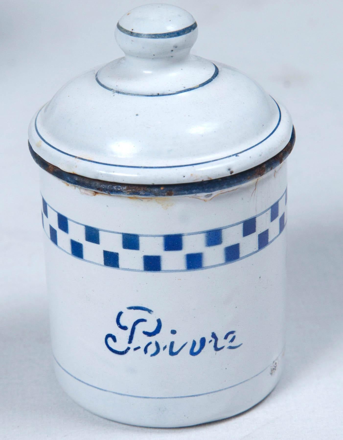 French Enamelware Cannister Set, circa 1920 In Good Condition In Chappaqua, NY