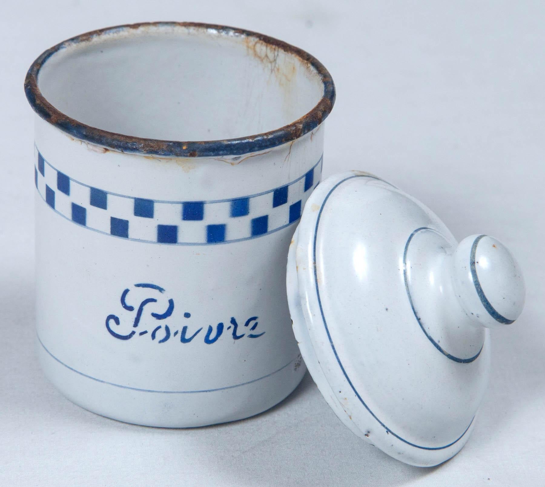 20th Century French Enamelware Cannister Set, circa 1920