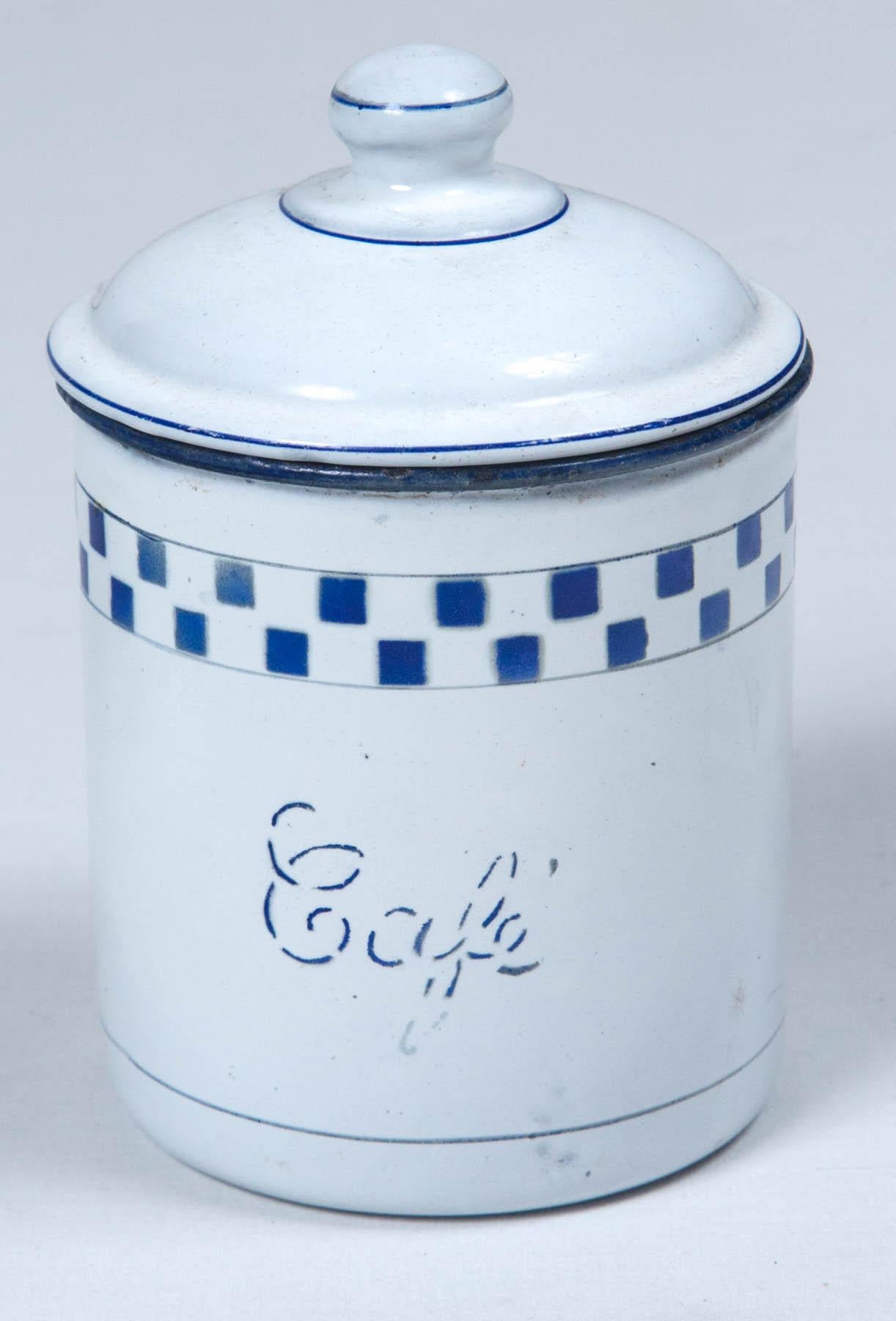 French Enamelware Cannister Set, circa 1920 1