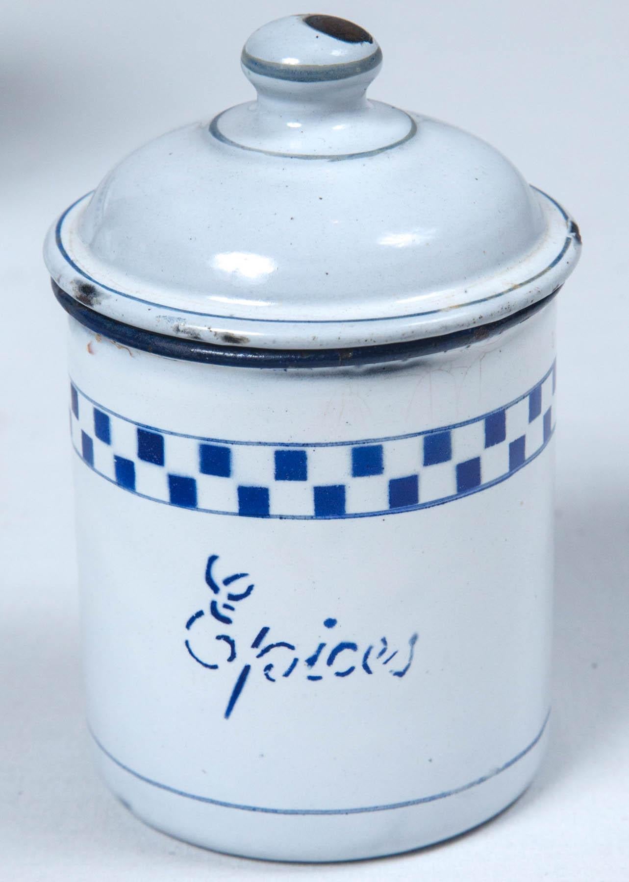 French Enamelware Cannister Set, circa 1920 2