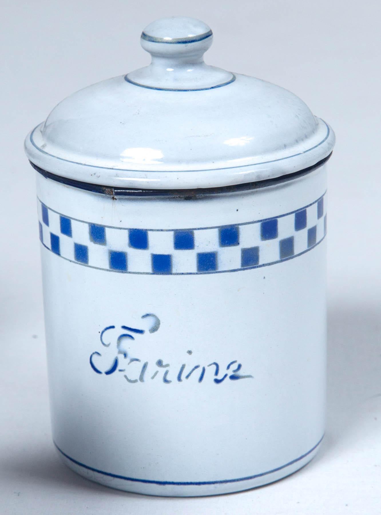 French Enamelware Cannister Set, circa 1920 3