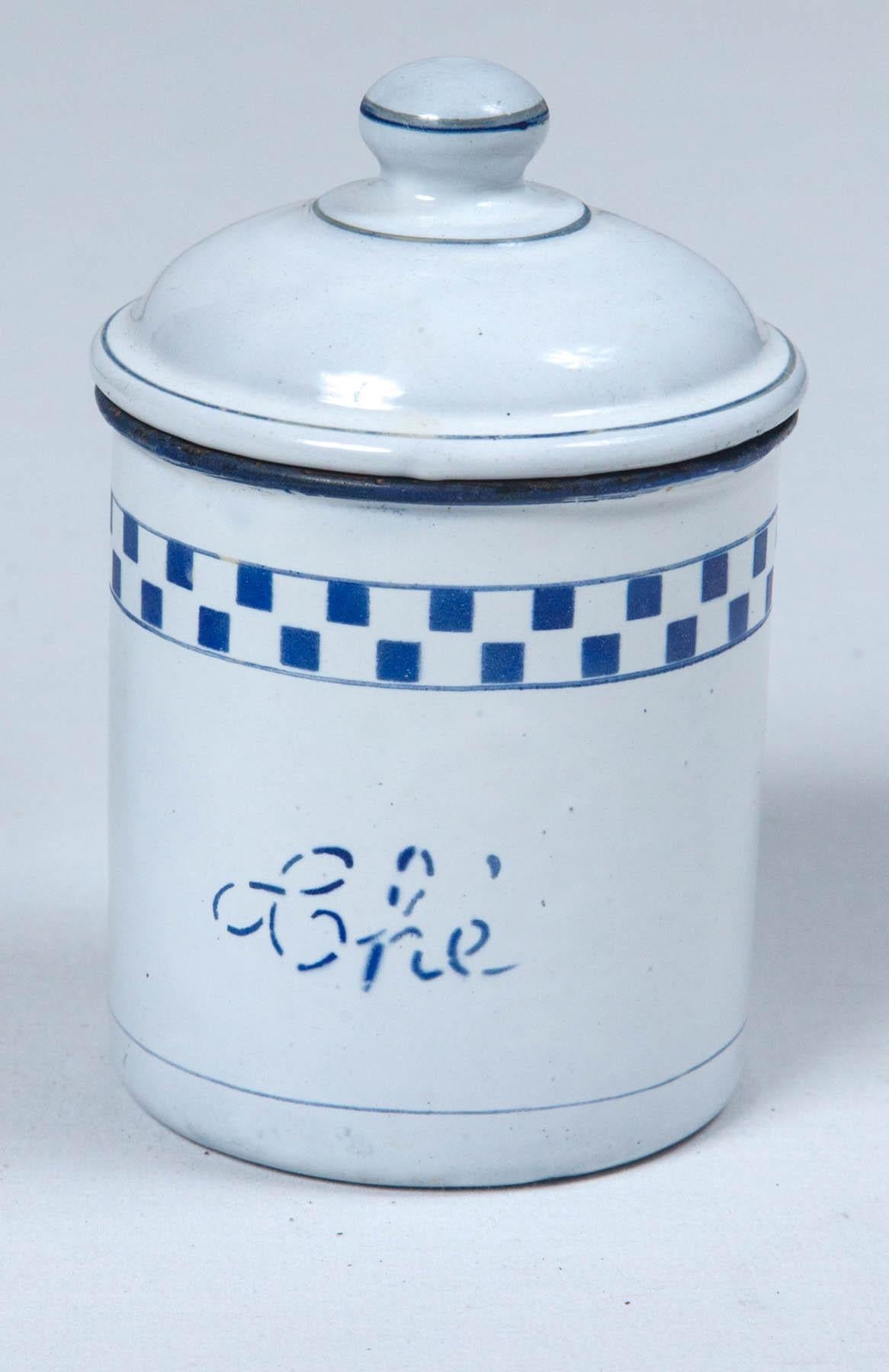 French Enamelware Cannister Set, circa 1920 4
