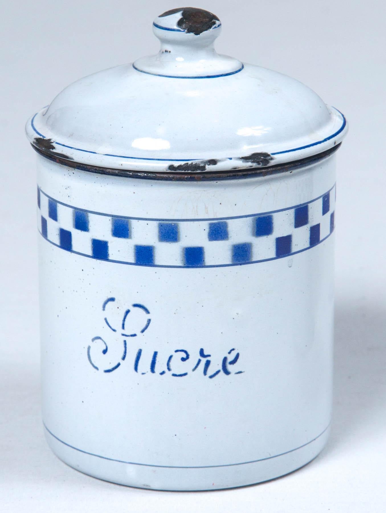 French Enamelware Cannister Set, circa 1920 5