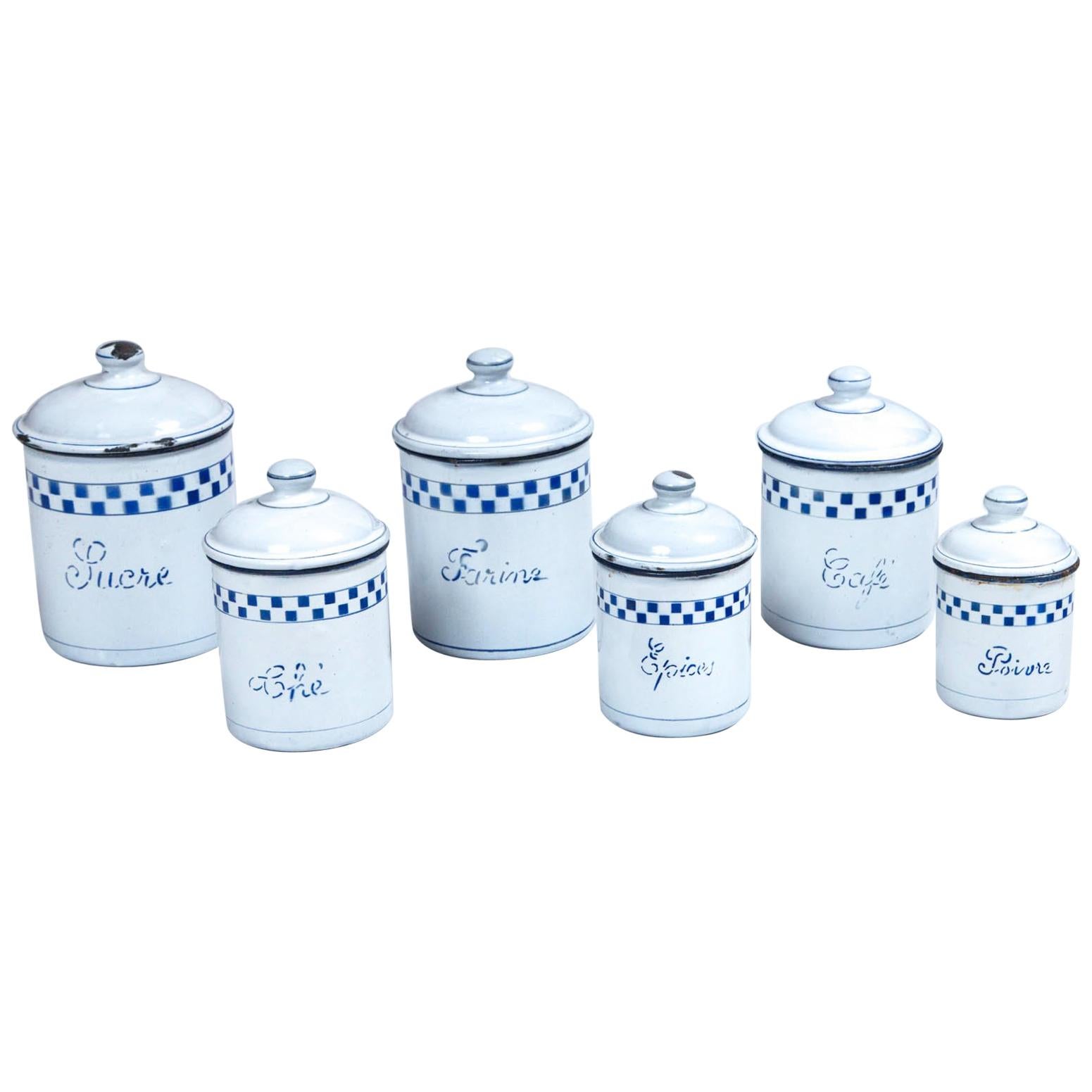 French Enamelware Cannister Set, circa 1920