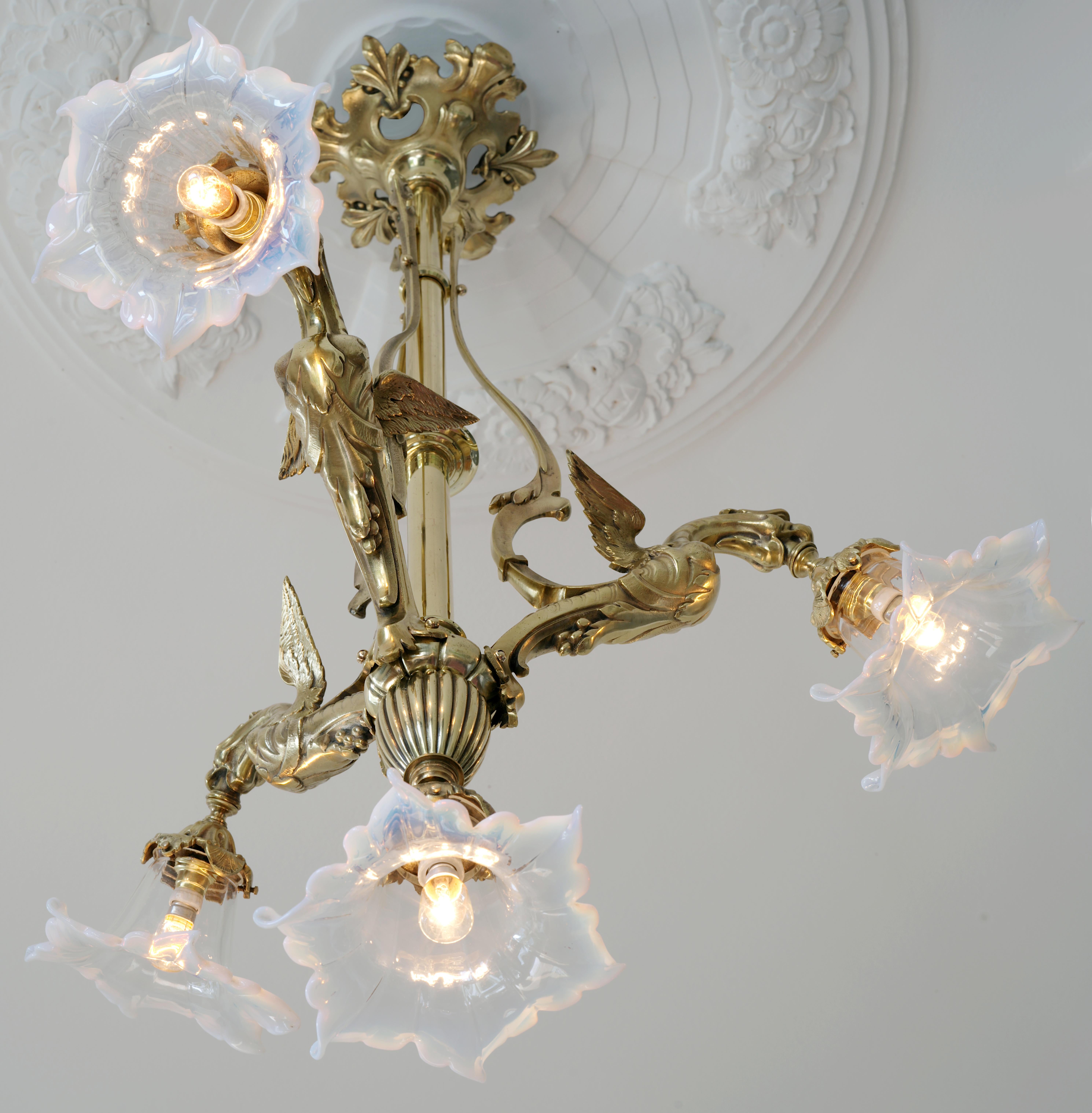 Lustre à dragon en bronze de la fin du XIXe siècle, 1880-1890 en vente 7