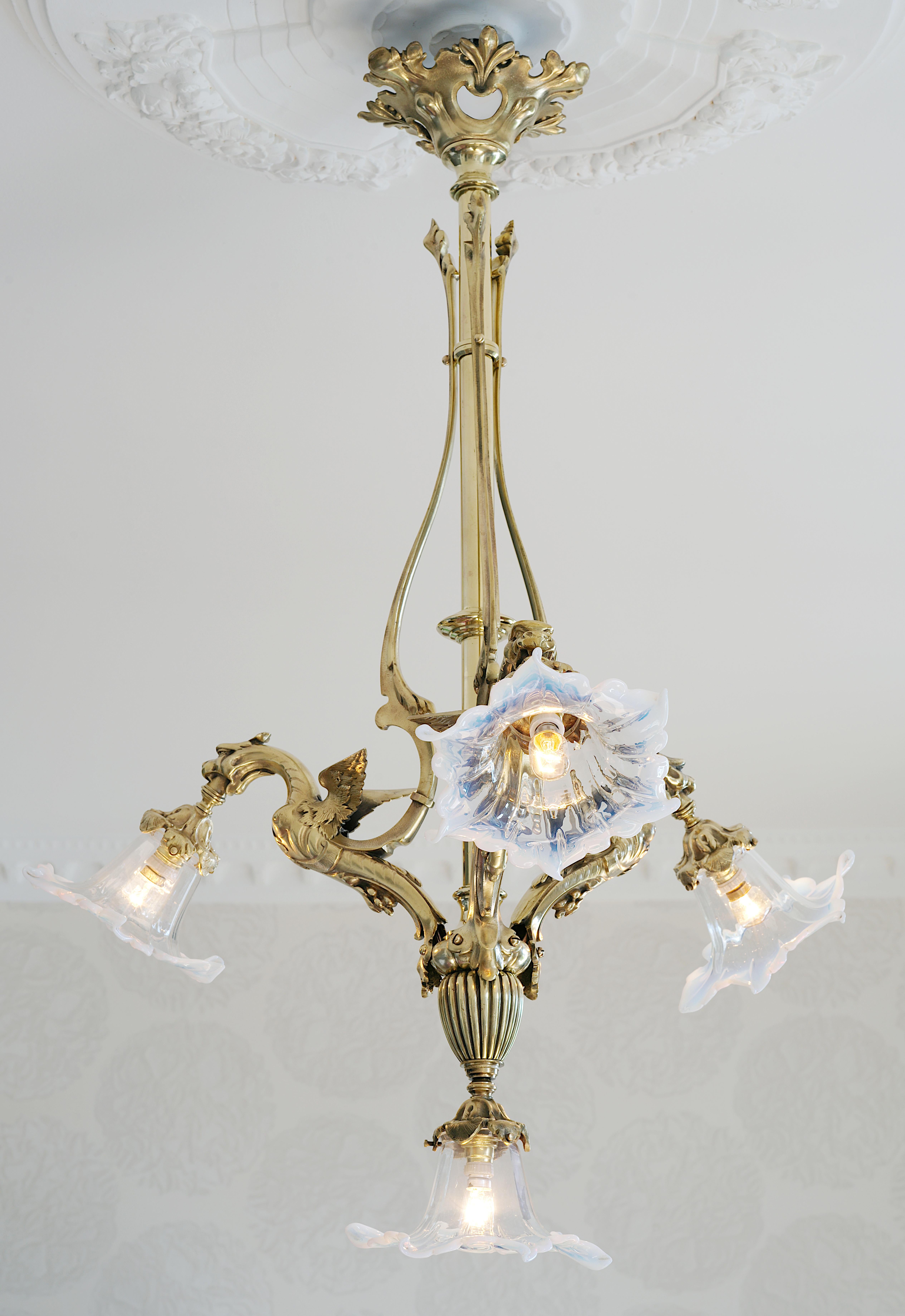 Napoleon III French End 19th Century Bronze Dragon Chandelier, 1880-1890 For Sale