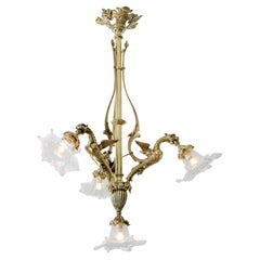Antique French End 19th Century Bronze Dragon Chandelier, 1880-1890