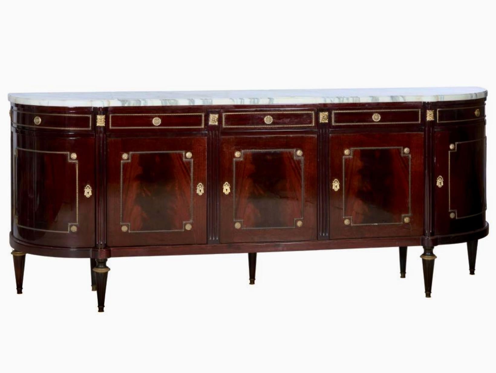 French Enfilade Louis XVI Style With Marble Top In Good Condition In Bradenton, FL