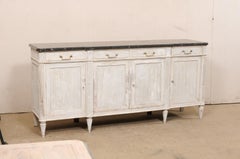 French Enfilade w/Fossilized Marble Top & Shallow Breakfront Design