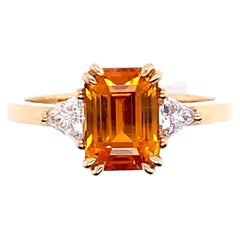 French Engagement Gold Ring Surmounted by a Yellow Sapphire Size RPC