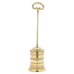 French engine turned cast brass door stop, c. 1800
