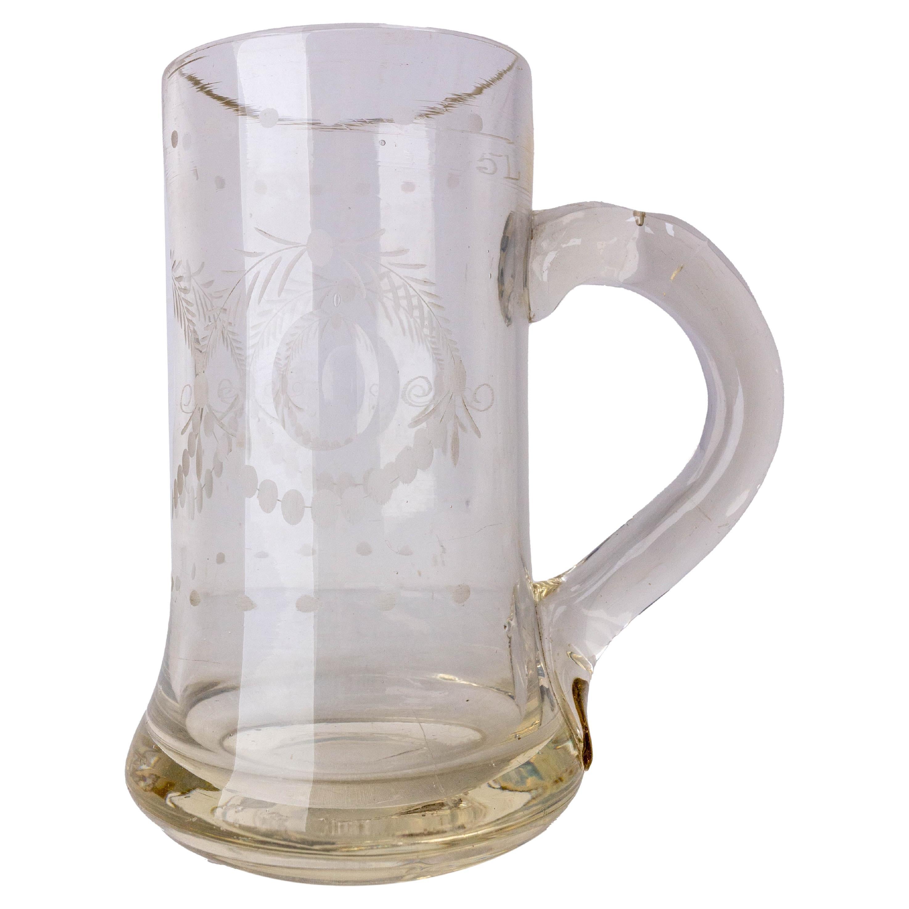 French Engraved Beer Mug, Late 19th Century