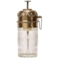 Antique French Engraved Glass Silver Mounted Atomiser 19th Century