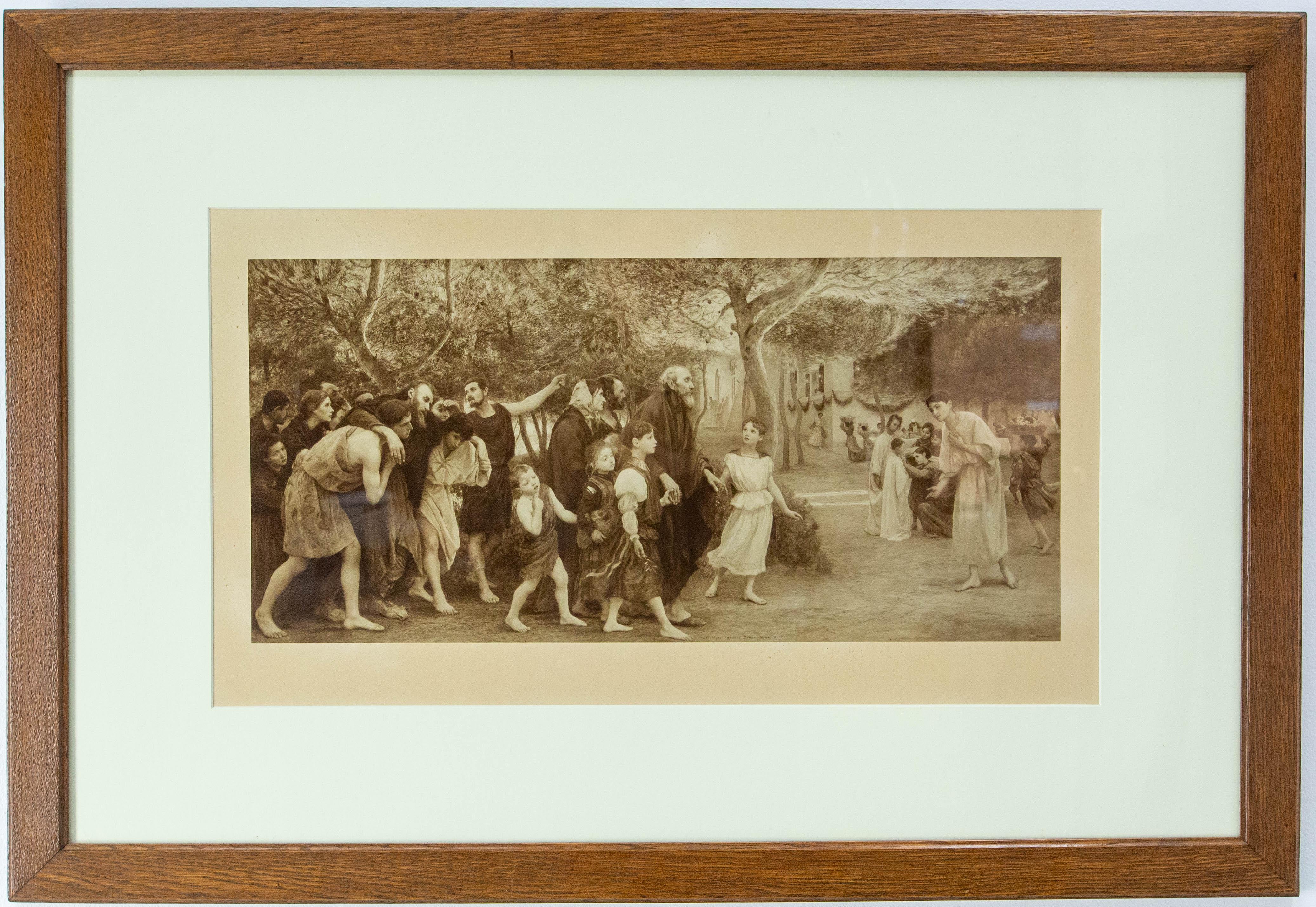 French Engraving Gospel Scene Banquet Guests Eugene Burnand, 1900 In Good Condition For Sale In Labrit, Landes