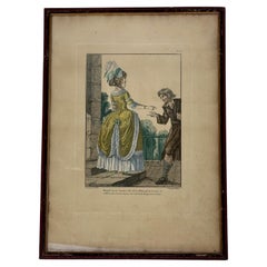 Antique French Engraving Hand Colored Galerie des Modes Costumes Francais, 1779.