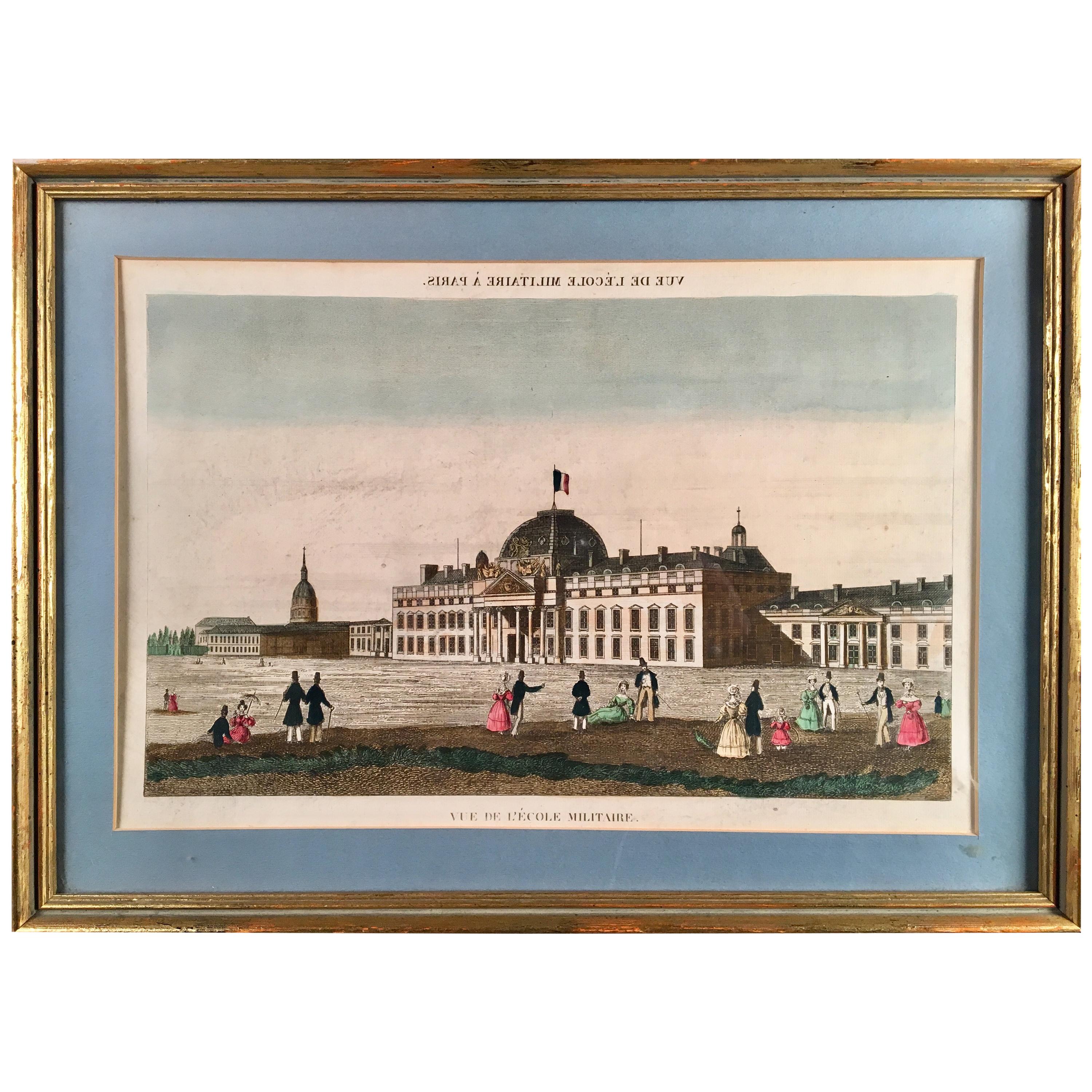 French Engraving, Vue de Ecole Militaire, circa 1808