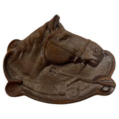 French Equestrian Horse Head Vide-Poche Ashtray Cast Iron circa 1940s