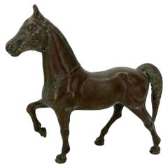 French Equestrian Horse Sculpture in Patinated Bronze