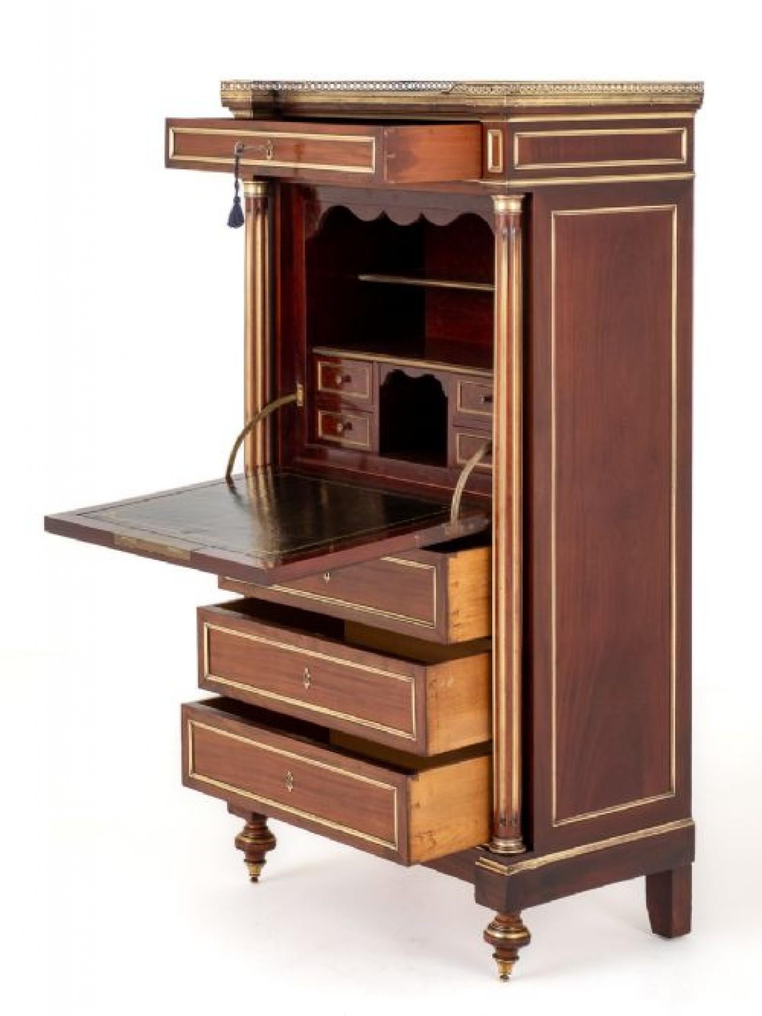 French Escritoire Desk Mahogany Antique, 1860 For Sale 4