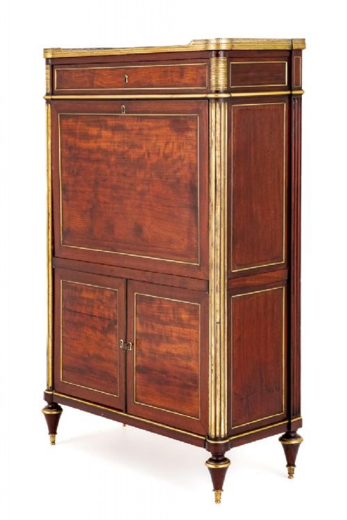 Empire French Escritoire Desk Mahogany Antique Chest For Sale