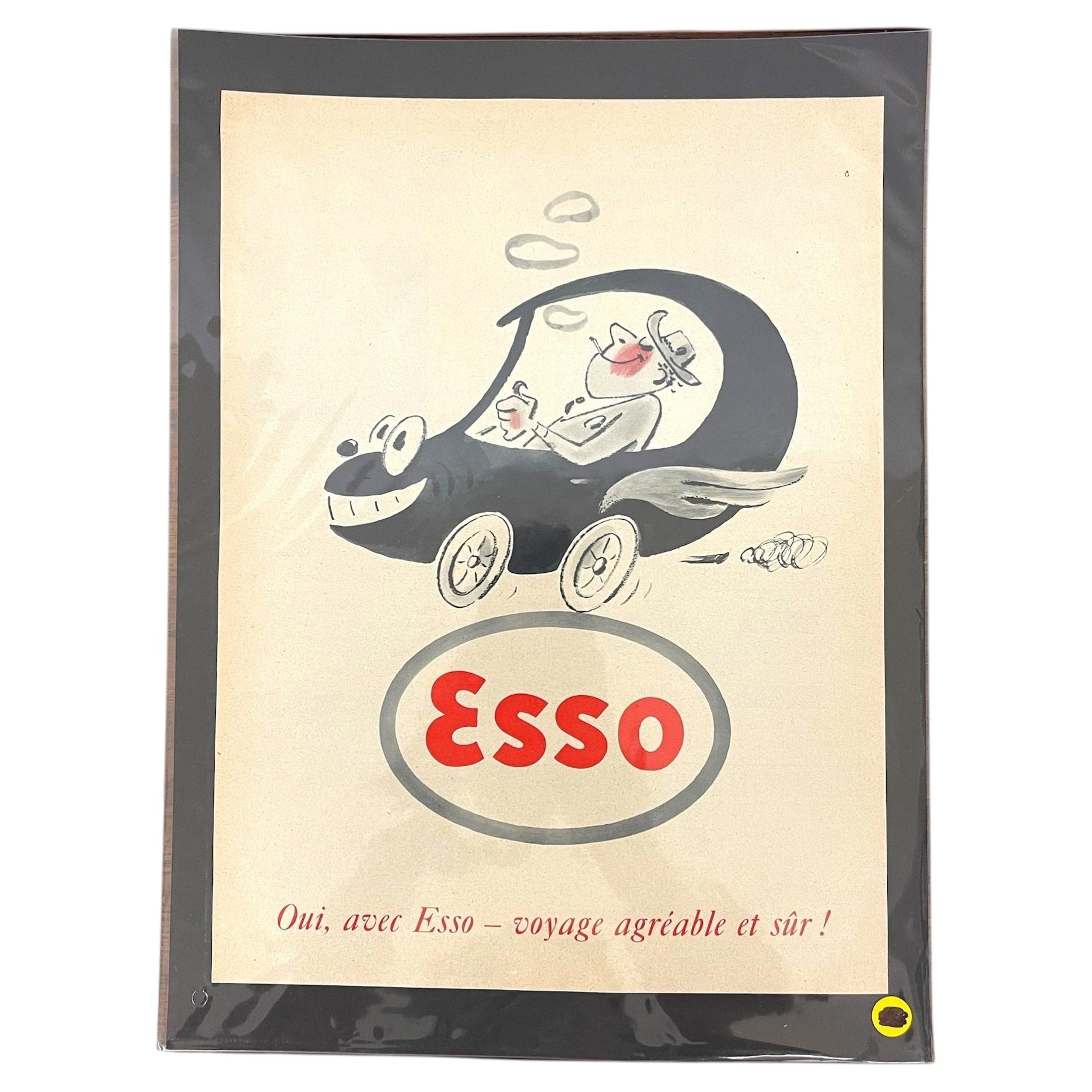 French Esso Advertising Print - Mid 20th Century Gasoline Poster