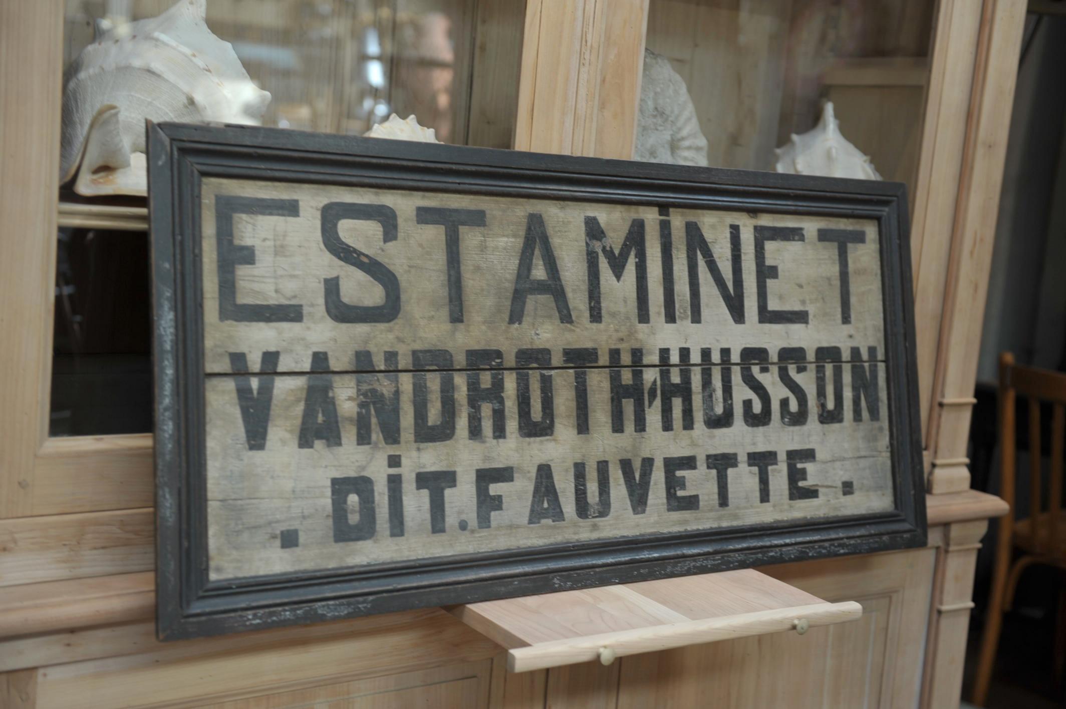 French Estaminet bar Wood Sign 1950s
