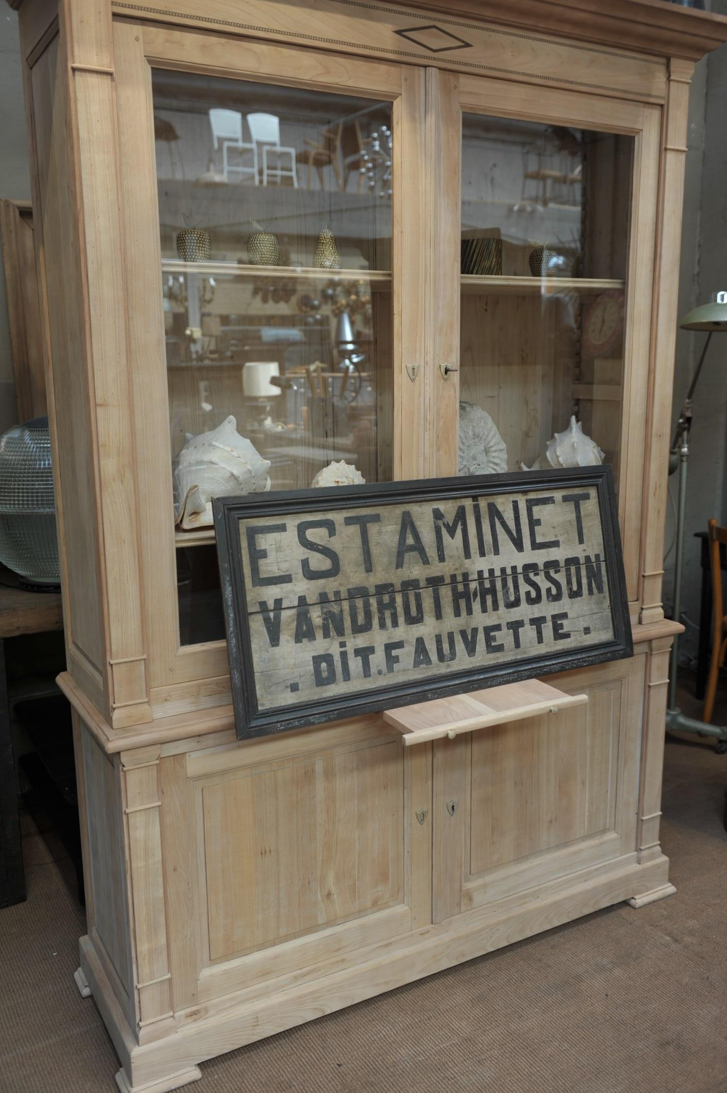 Mid-Century Modern French Estaminet  bar Wood Sign 1950s