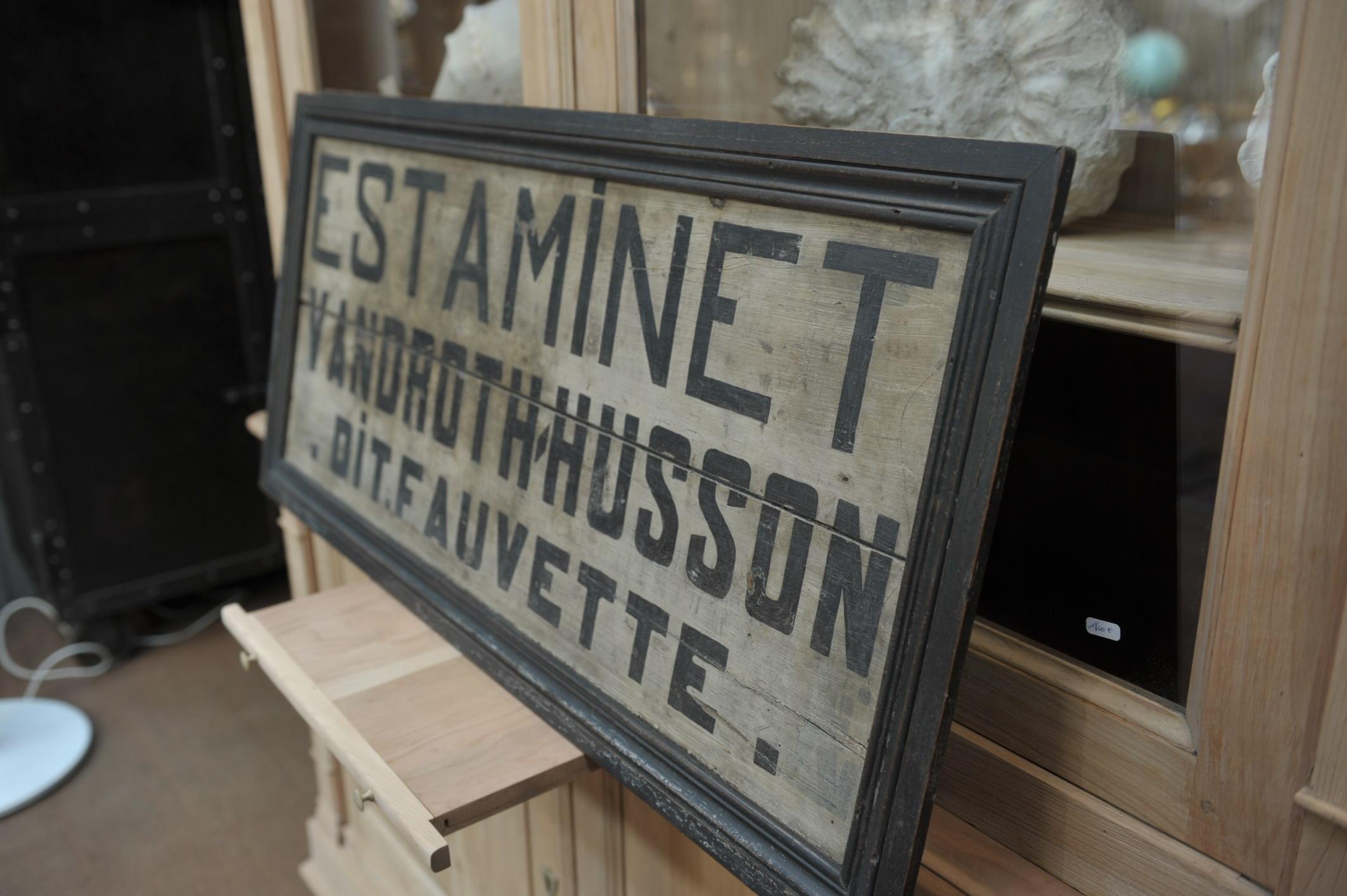 Mid-20th Century French Estaminet  bar Wood Sign 1950s