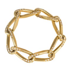 French Estate Gold and Diamond Flat Curb Link Bracelet