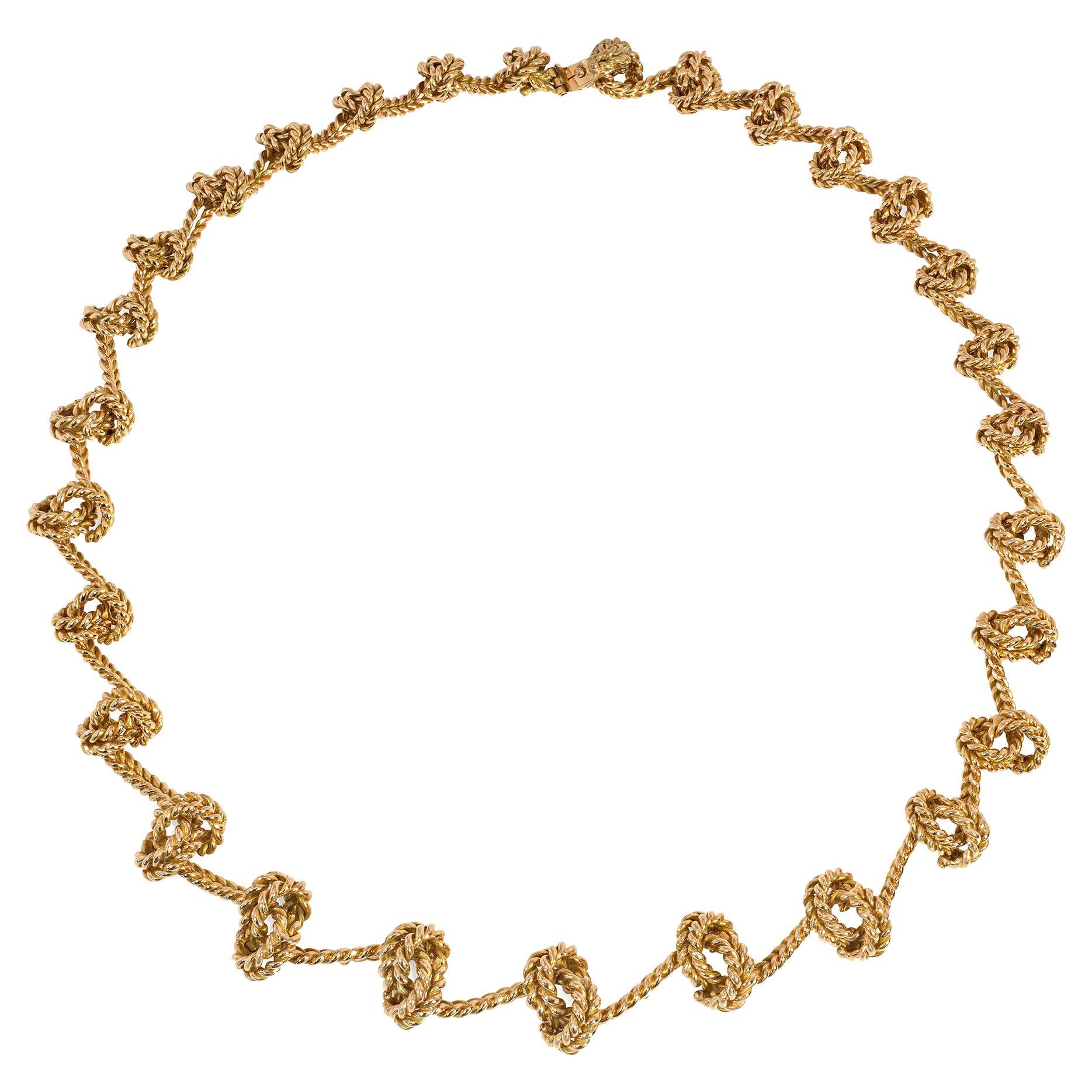 Gold Twisted Rope Cascading Necklace at 1stDibs
