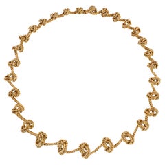 French Estate Gold Rope Twist Necklace with Graduated Knots
