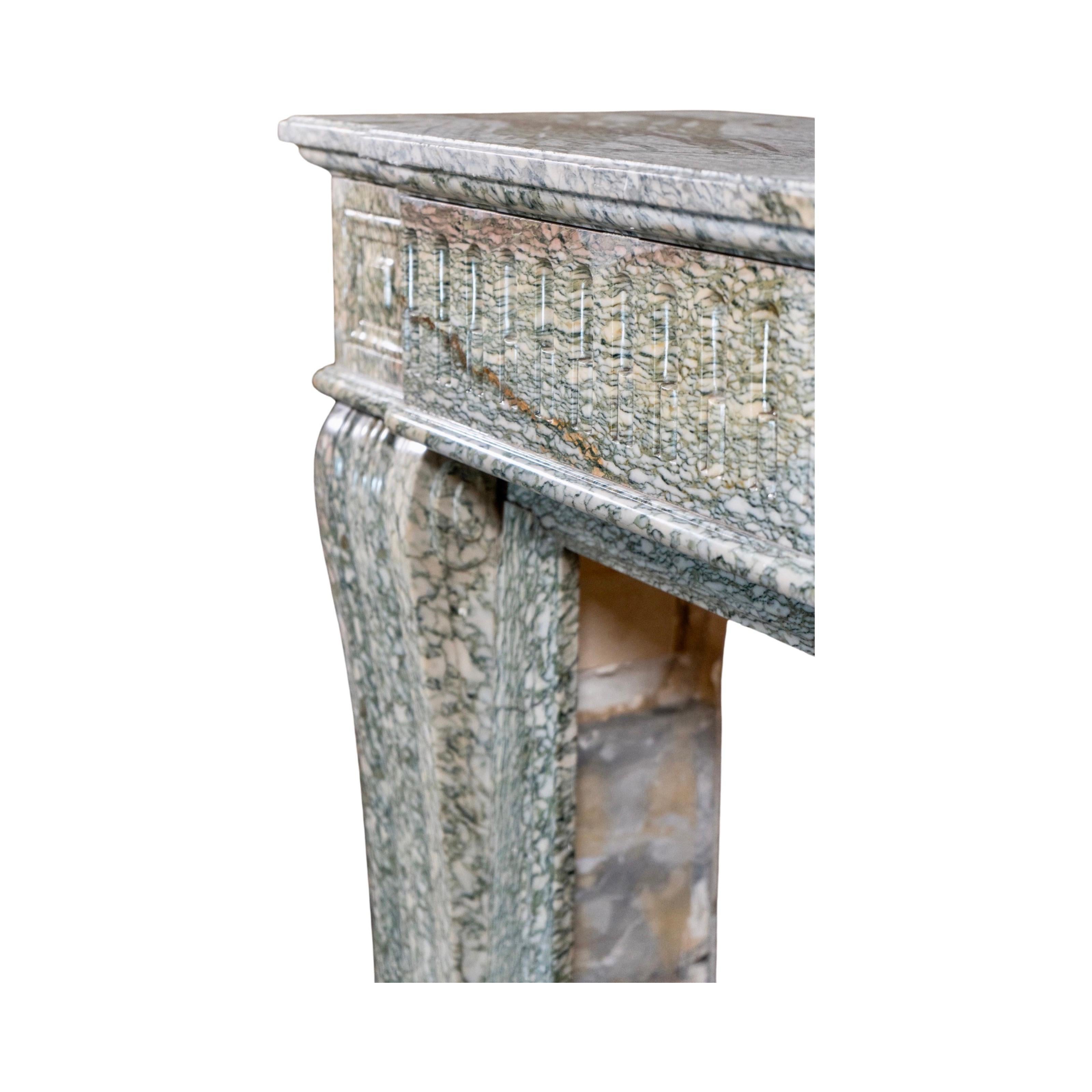 Late 19th Century French Estours Green Marble Mantel For Sale