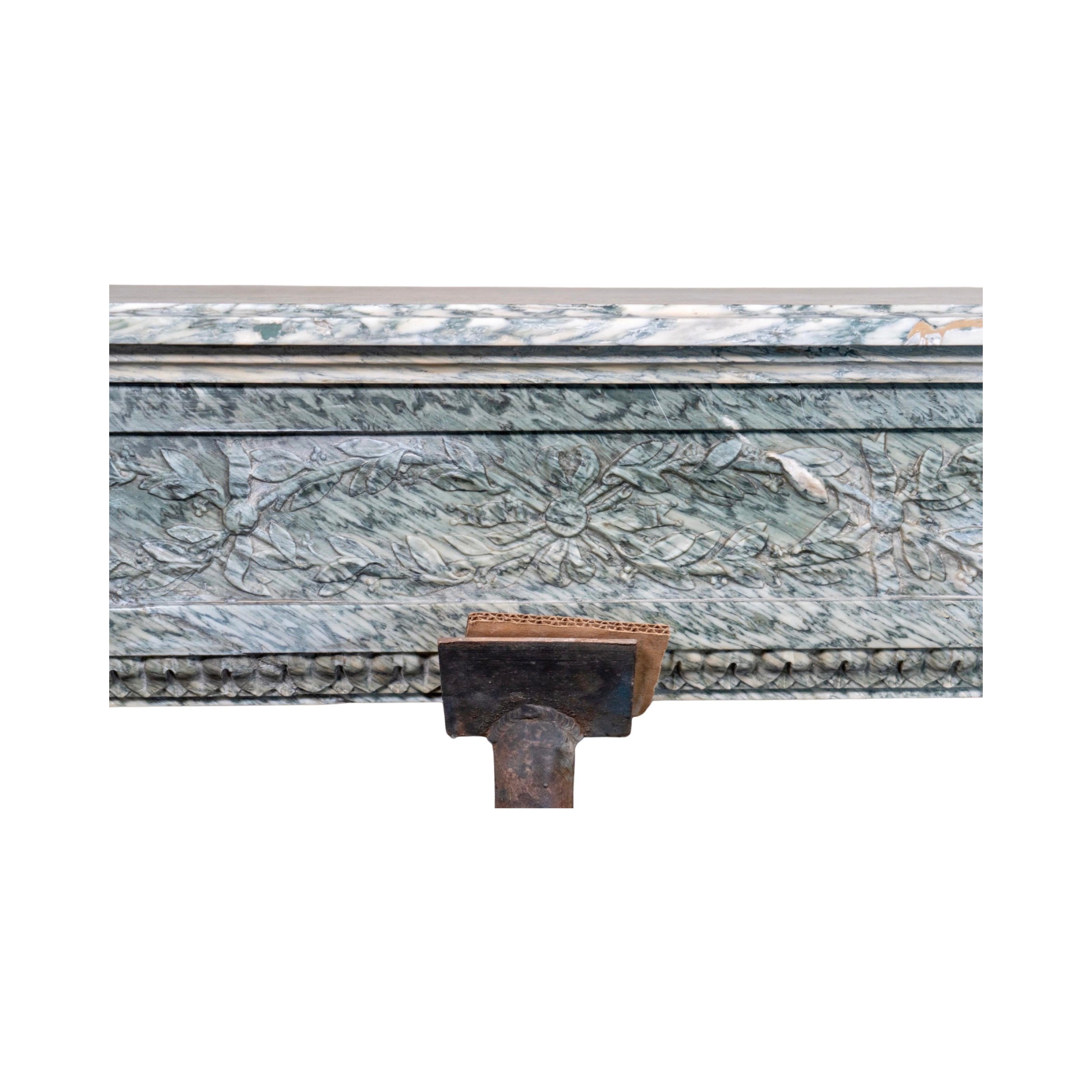 French Estours Green Marble Mantel For Sale 1