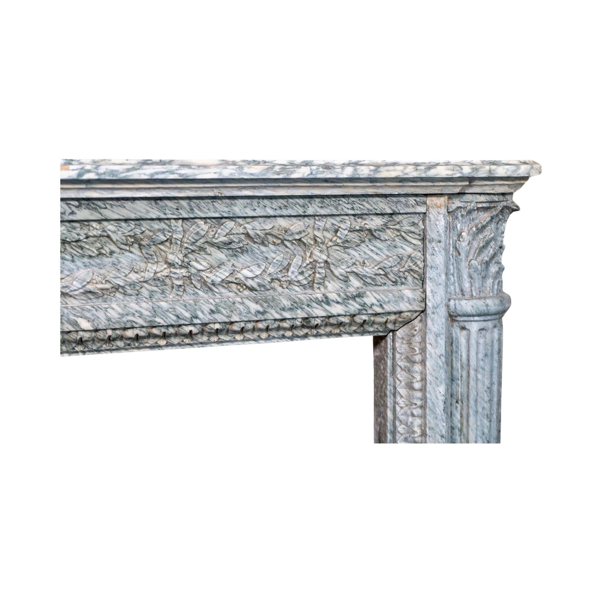 French Estours Green Marble Mantel For Sale 2