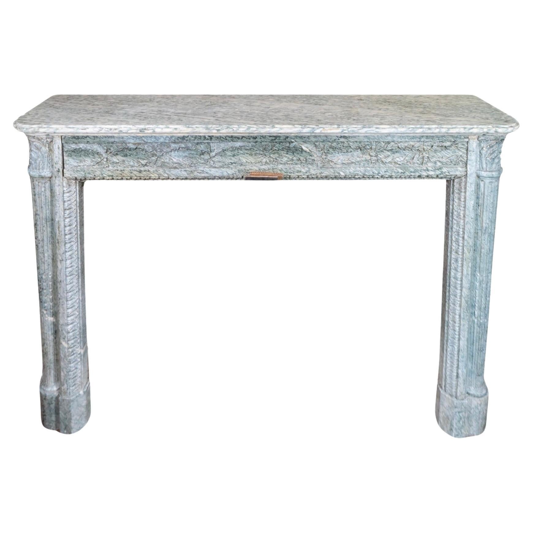 French Estours Green Marble Mantel For Sale