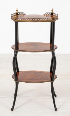 French Etagere Antique Side Table circa 1900 Amboyna