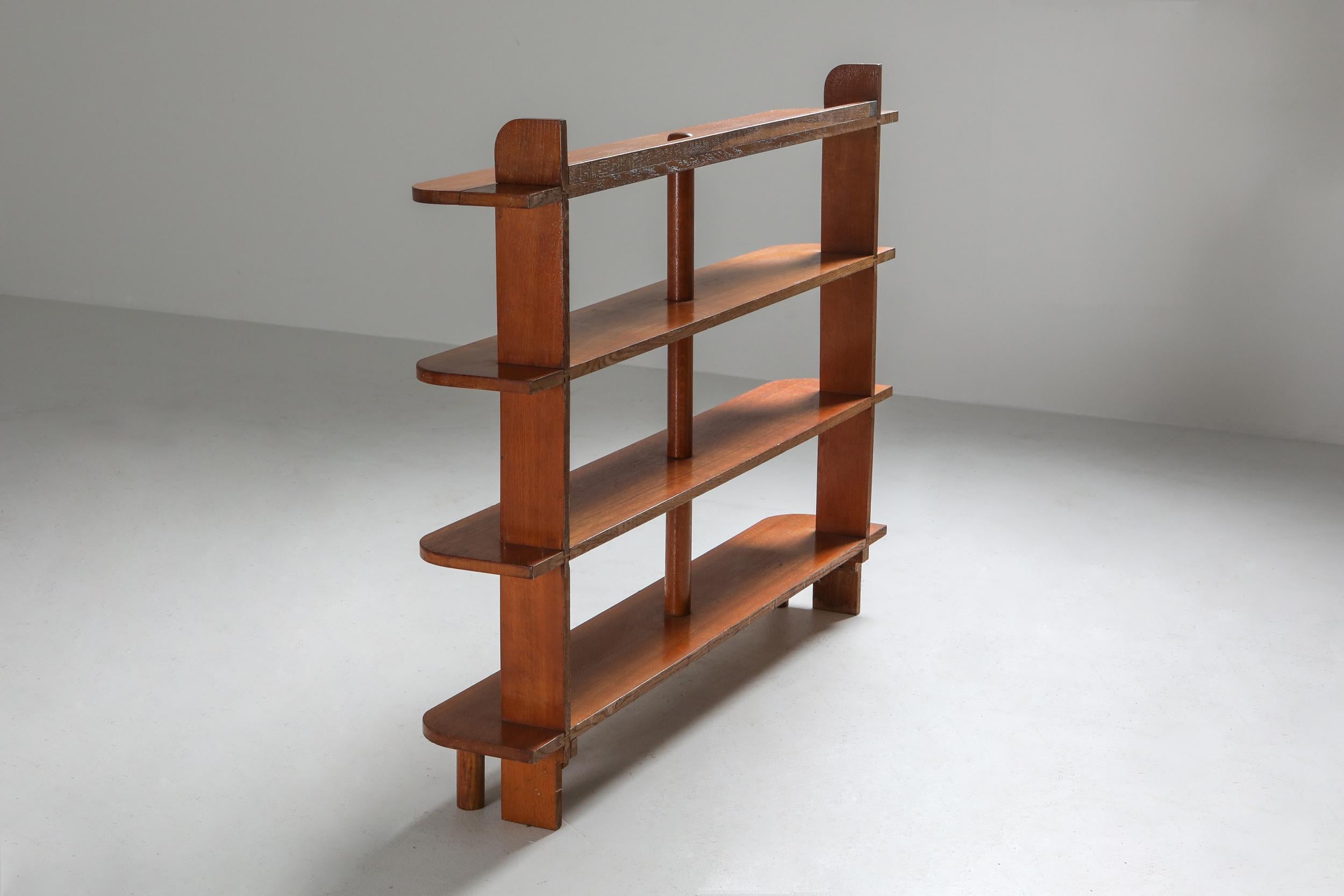 Modern French Étagère Bookcase in Elm Wood