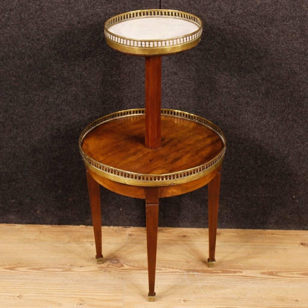 Brass French Étagère in Carved Wood with Marble Top from 20th Century