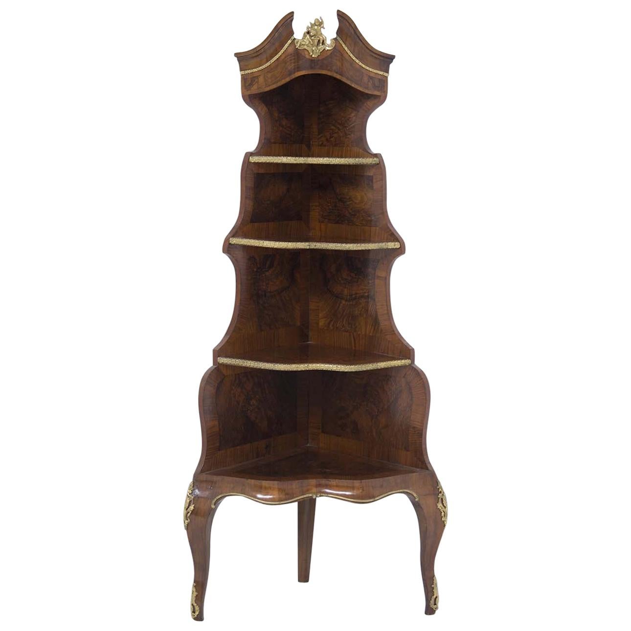 French Étagère in Walnut Wood of the Early 1900s in the Style of Louis XV For Sale