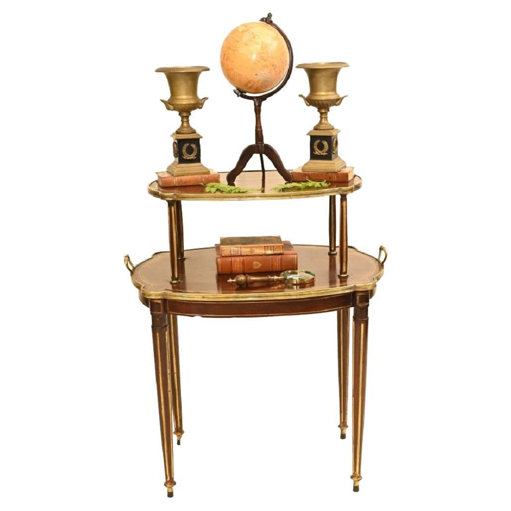 French Etagere Tiered Side Tables, Empire Antique Table, 1890