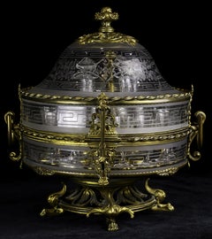 French Etched Glass and Gilt Bronze Tantalus Attributed to Baccarat