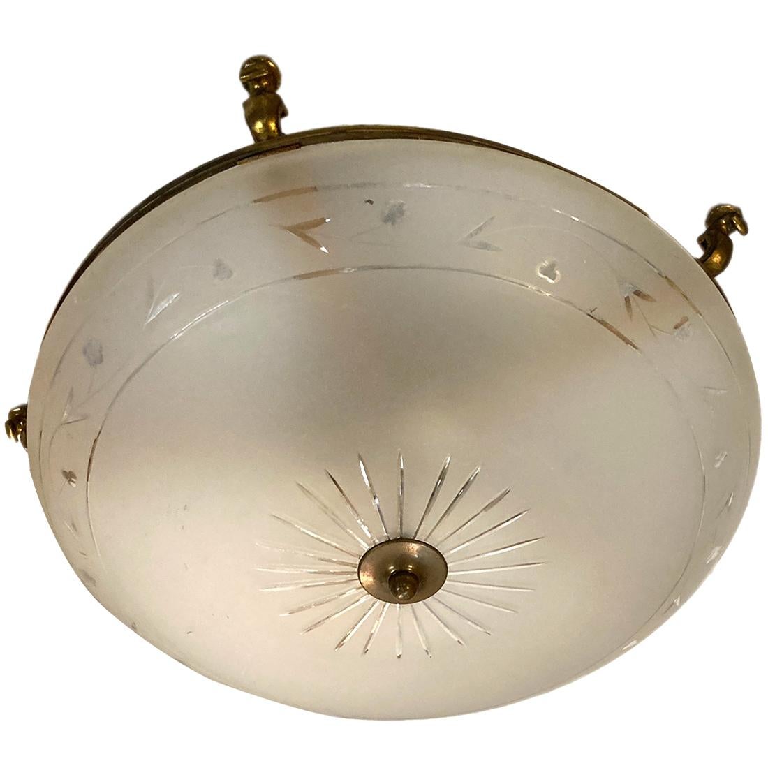 etched glass ceiling light