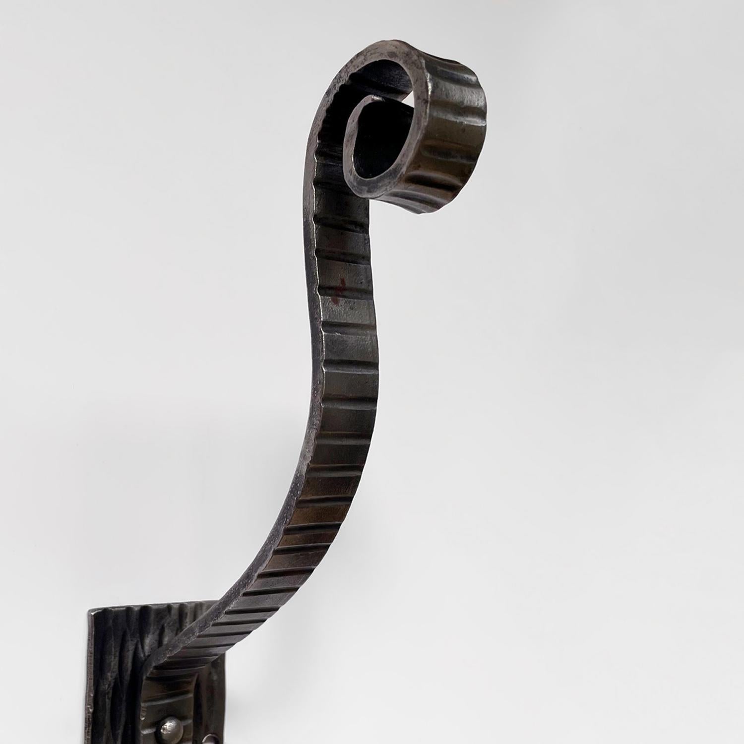 French Etched Iron Sculptural Double Wall Hook In Good Condition For Sale In Los Angeles, CA