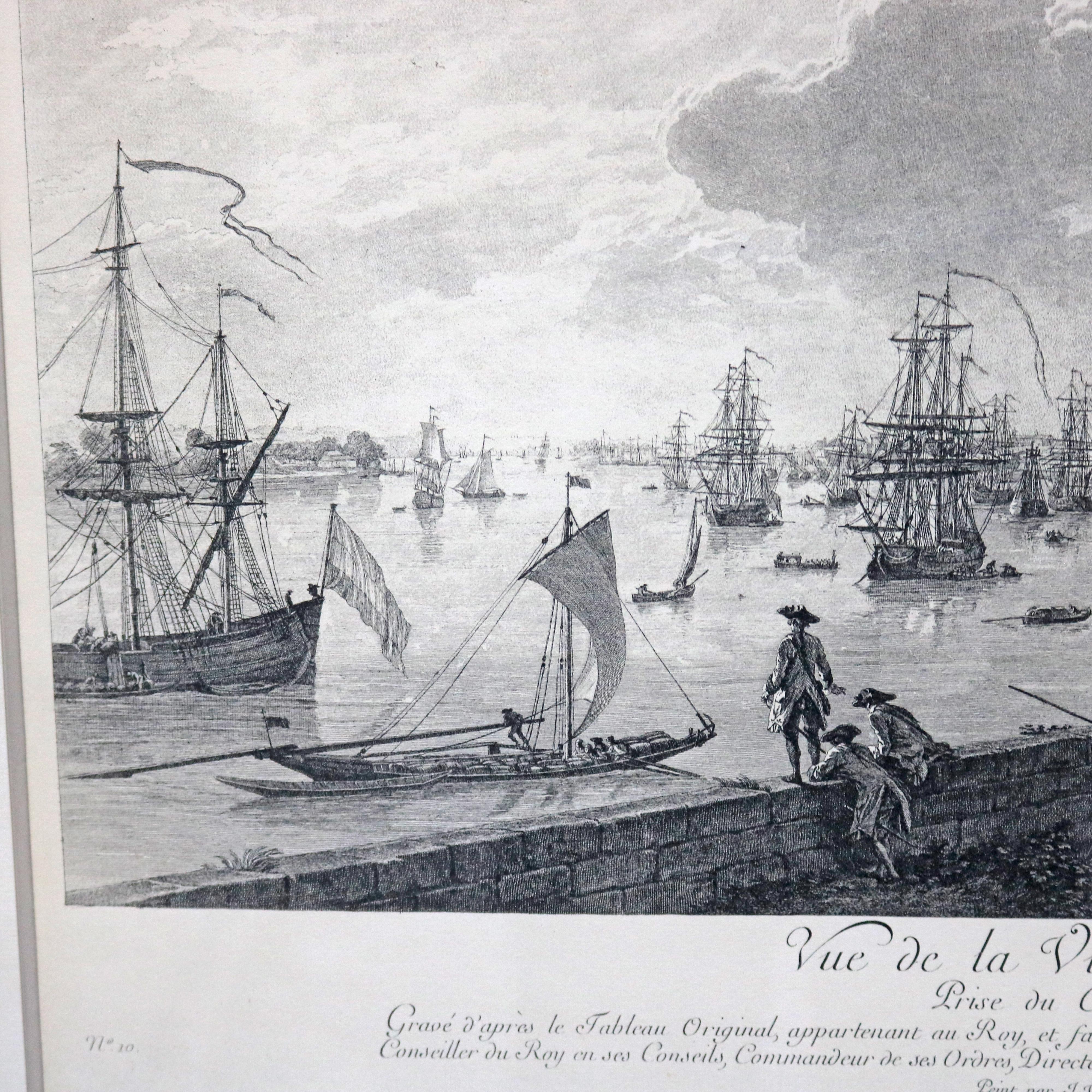 20th Century French Etching Print of City and Port of Bordeaux After J. Vernet, France
