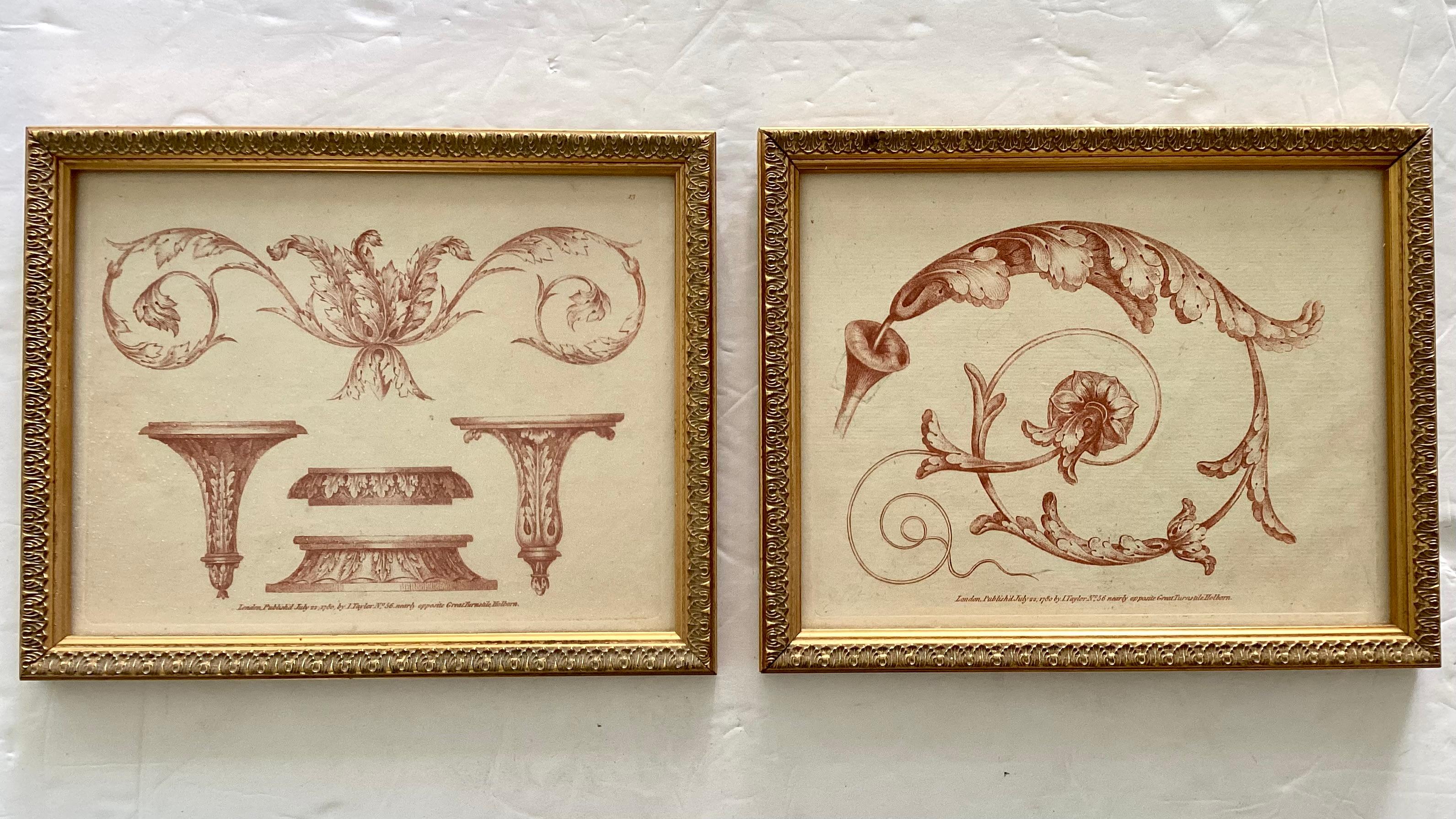 Pair of etchings in nice wood gold frame. We have other similar set in our listing so collect them all.