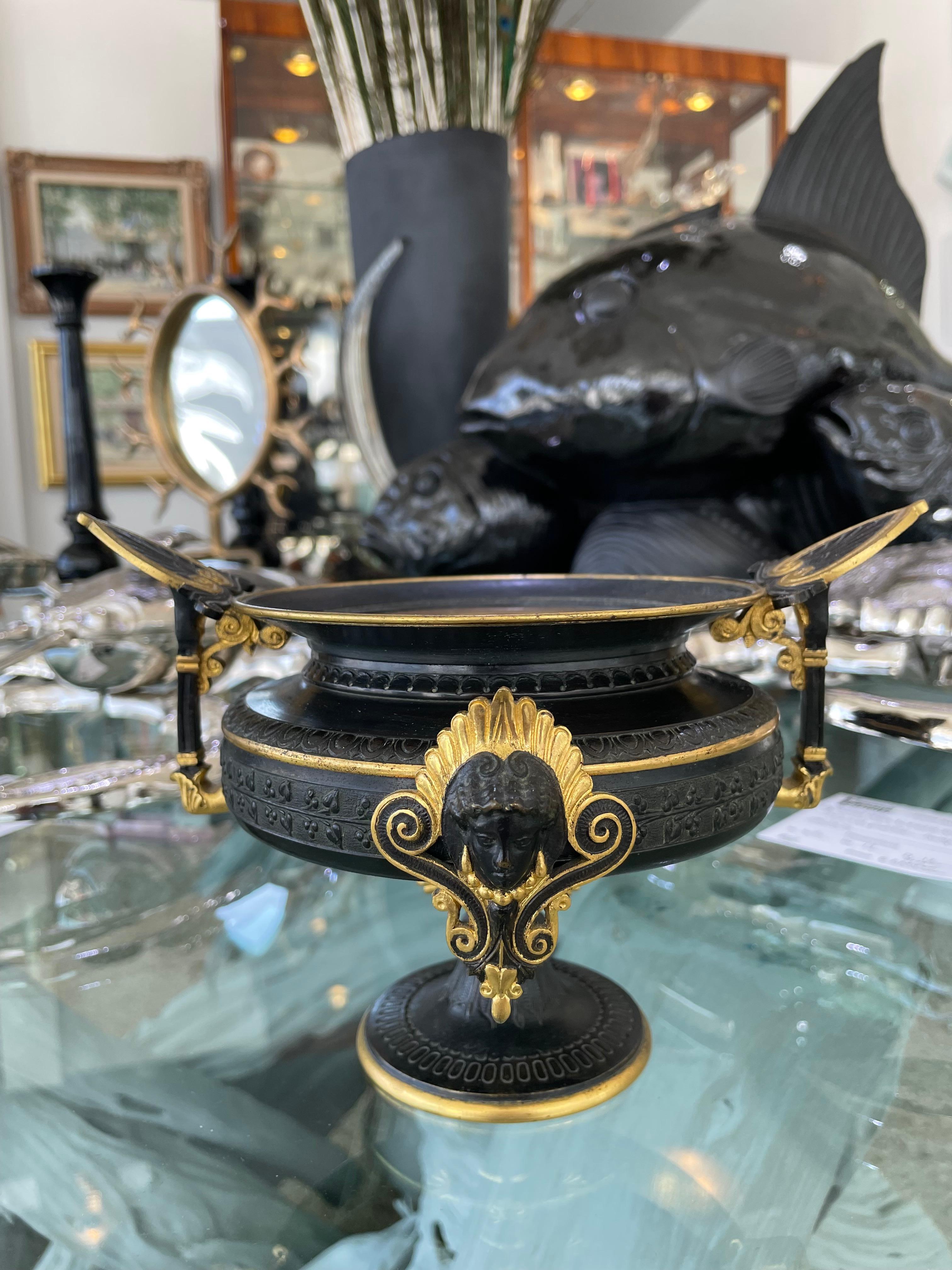 Cast French Etruscan Revival Bronze Compote For Sale