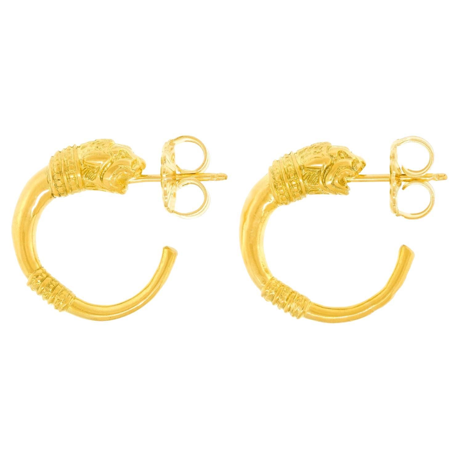 Boucles d'oreilles à motif étrusque français en vente