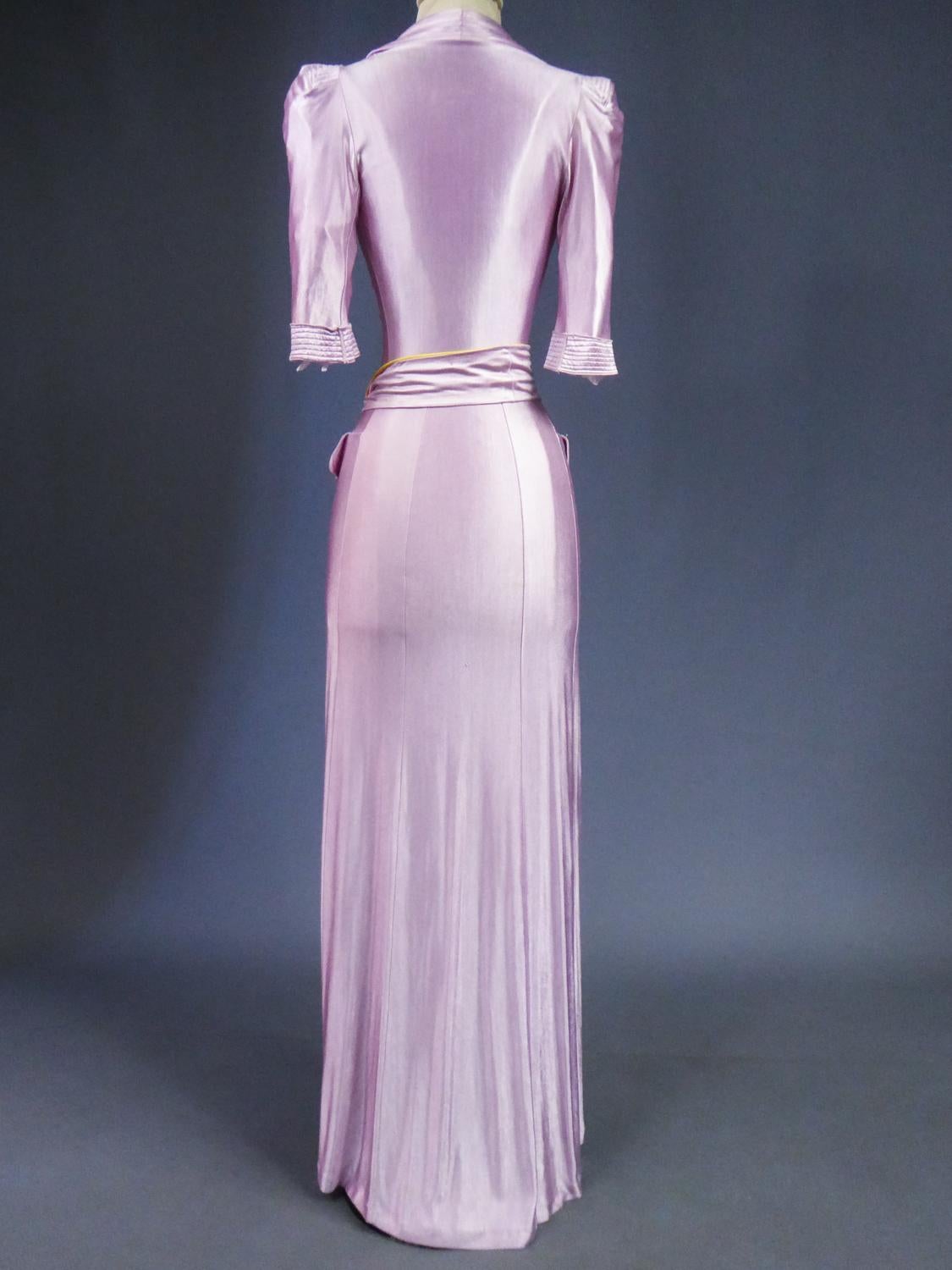 A French Evening Dress in Fibranne Early 1940 For Sale 1