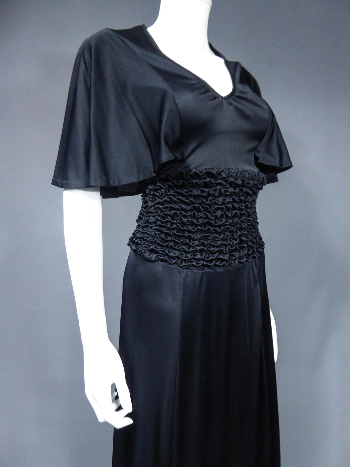 Französisches Abendkleid aus gesmoktem Jersey CIRCA 1990 im Angebot 5